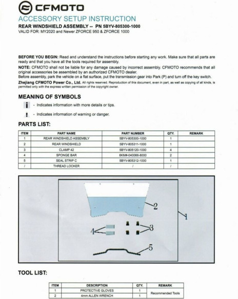 Luneta Geam Spate ATV CFMOTO Z10 5BYV-805300-1000