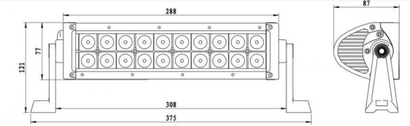 Bara Led 36W 20xLED 375mm