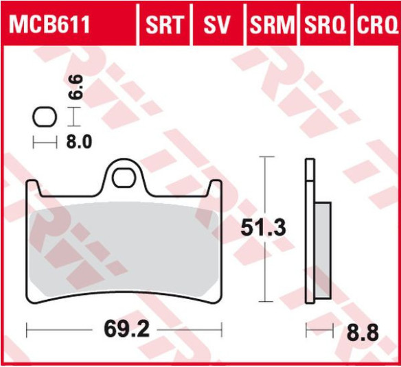 Placute Frana Srt Series Sindered Front MCB611SRT