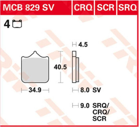 Placute Frana Sv Series Sindered MCB829SV