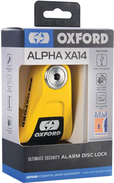 Antifurt Moto Prindere pe Disc Alpha XA14 Alarm Yellow/Black