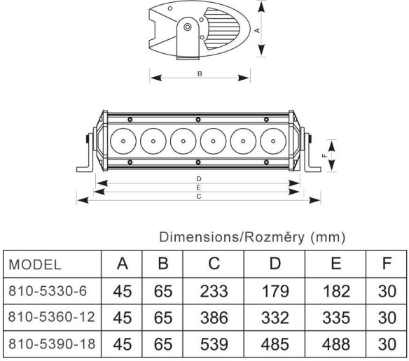 Bara LED One-Row Universala 13" 60W 810-5360-12