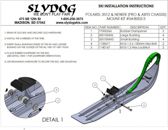 Kit Montaj Ski Polaris 2012 SD 57042