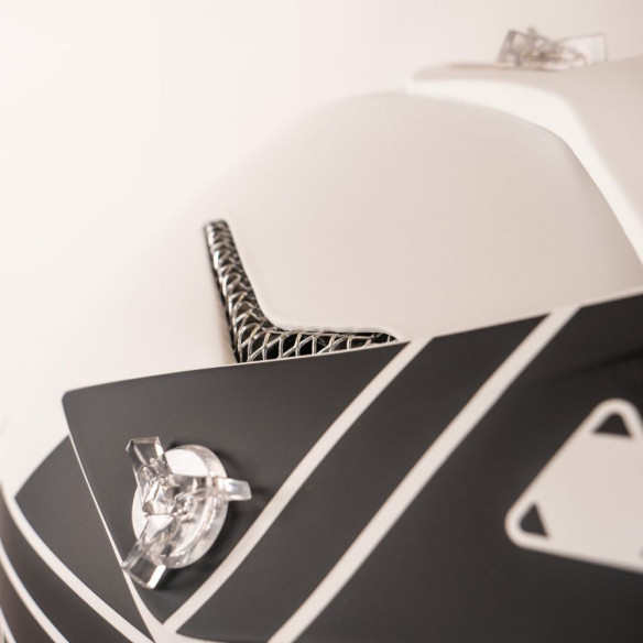 Casca Snowmobil Terminator Stripe White/Black