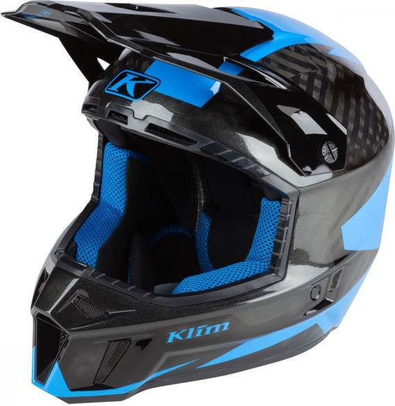 Casca Snowmobil F3 Carbon ECE Ripper Electric Blue Lemonade