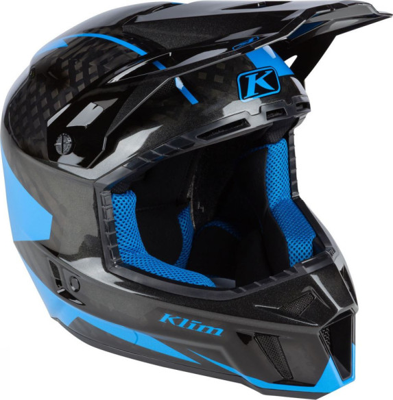Casca Snowmobil F3 Carbon ECE Ripper Electric Blue Lemonade