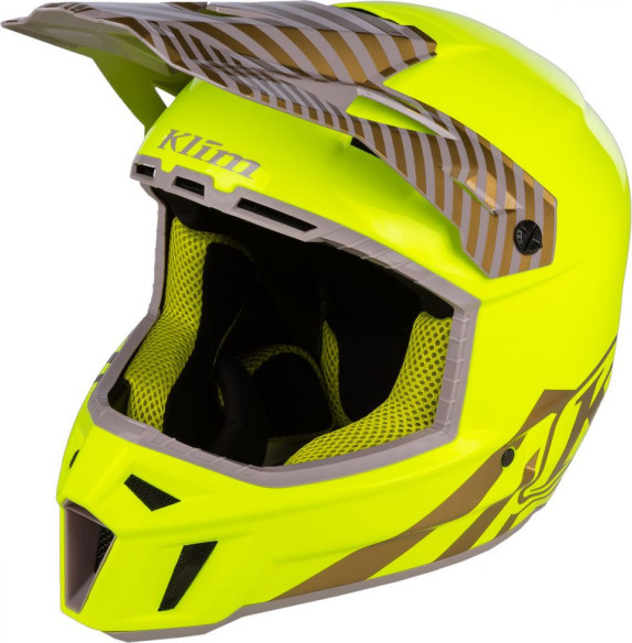 Casca Moto Enduro F3 Carbon Off-Road Helmet ECE Illusion Yellow/Gold