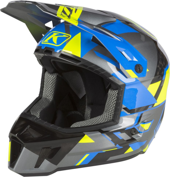 Casca Snowmobil F3 Carbon ECE Raid Electric Blue Lemonade/Hi-Vis