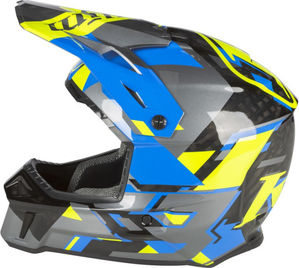 Casca Snowmobil F3 Carbon ECE Raid Electric Blue Lemonade/Hi-Vis