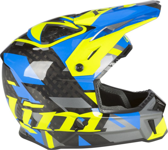 Casca Snowmobil F3 Carbon ECE Raid Electric Blue Lemonade/Hi-Vis