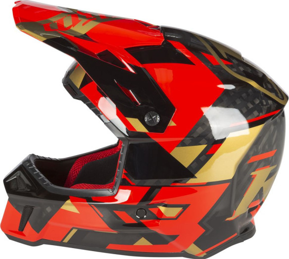 Casca Snowmobil F3 Carbon ECE Raid Fiery Red/Gold