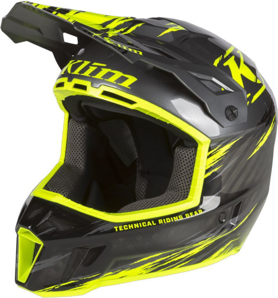 Casca Snowmobil F3 Carbon Pro ECE Thrashed Asphalt/Hi-Vis
