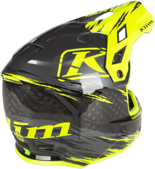 Casca Snowmobil F3 Carbon Pro ECE Thrashed Asphalt/Hi-Vis