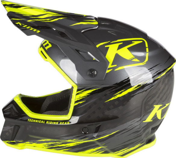 Casca Snowmobil F3 Carbon Pro ECE Thrashed Asphalt/Hi-Vis