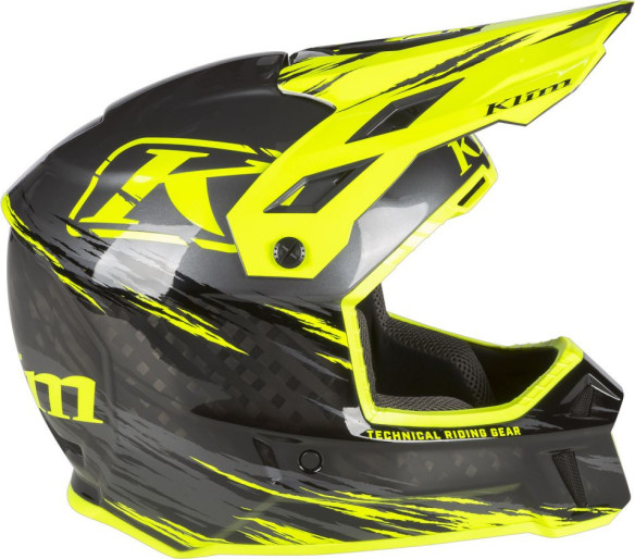 Casca Snowmobil F3 Carbon Pro ECE Thrashed Asphalt/Hi-Vis