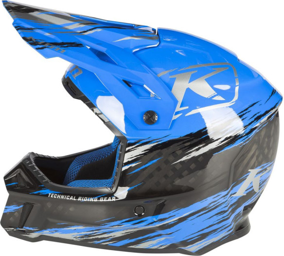 Casca Snowmobil F3 Carbon Pro ECE Thrashed Electric Blue Lemonade/Metallic Silver