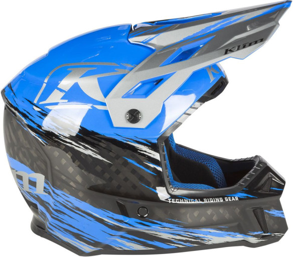 Casca Snowmobil F3 Carbon Pro ECE Thrashed Electric Blue Lemonade/Metallic Silver