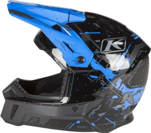 Casca Snowmobil F3 ECE Recoil Electric Blue Lemonade