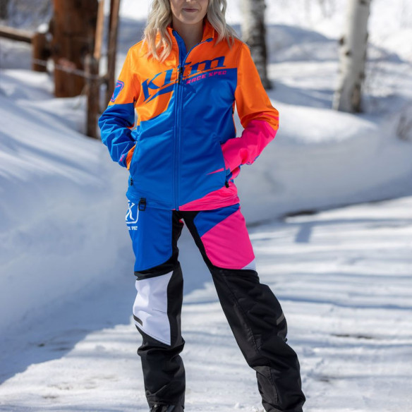 Pantaloni Snowmobil Non-Insulated Dama Race Spec Electric Blue Lemonade/Knockout Pink