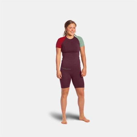 Tricou Snowmobil Dama Base Layer 120 Comp Light Short Sleeve Dark Wine