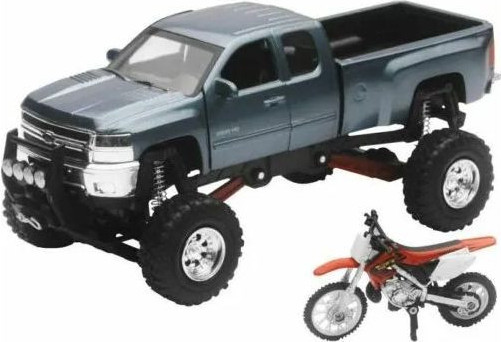 Macheta Moto Chevrolet Silverado Pick Up Honda Dirtbike 1:32