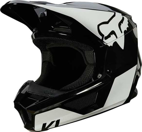 Casca Moto Enduro V1 Revn Negru Lucios/Alb