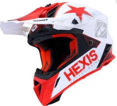 Casca MX Trophy Hexis White/Red S20