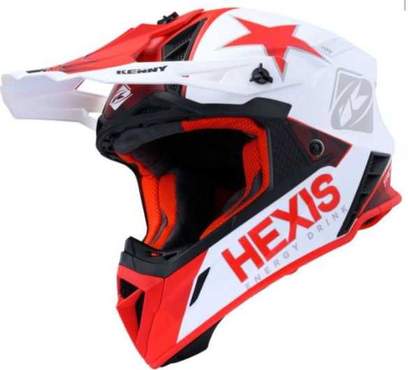 Casca MX Trophy Hexis White/Red S20