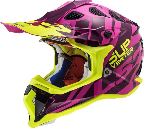 Casca Moto Enduro Dama MX470 Subverter Troop Roz Galben