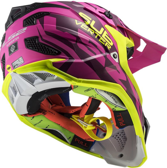 Casca Moto Enduro Dama MX470 Subverter Troop Roz Galben
