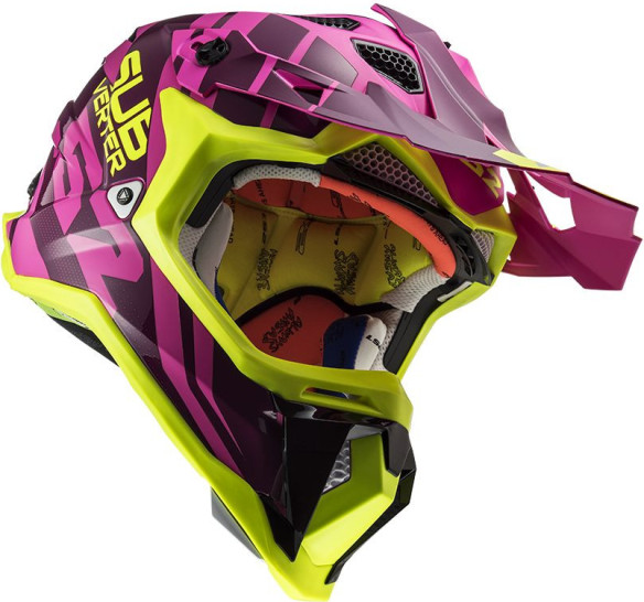 Casca Moto Enduro Dama MX470 Subverter Troop Roz Galben