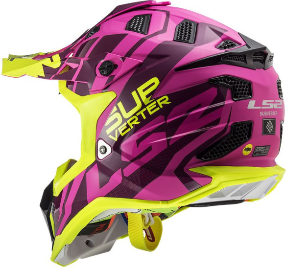 Casca Moto Enduro Dama MX470 Subverter Troop Roz Galben