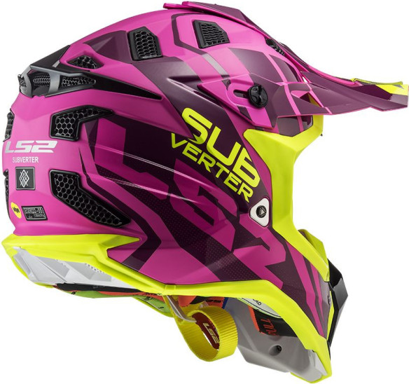 Casca Moto Enduro Dama MX470 Subverter Troop Roz Galben