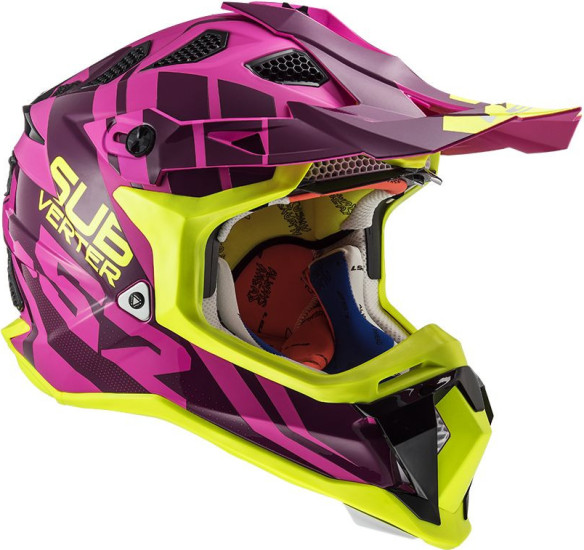 Casca Moto Enduro Dama MX470 Subverter Troop Roz Galben