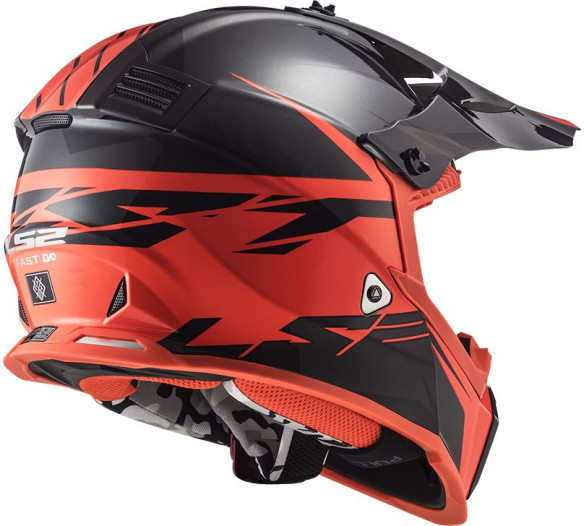 Casca Moto Enduro MX473 Fast Evo Roar Negru Rosu