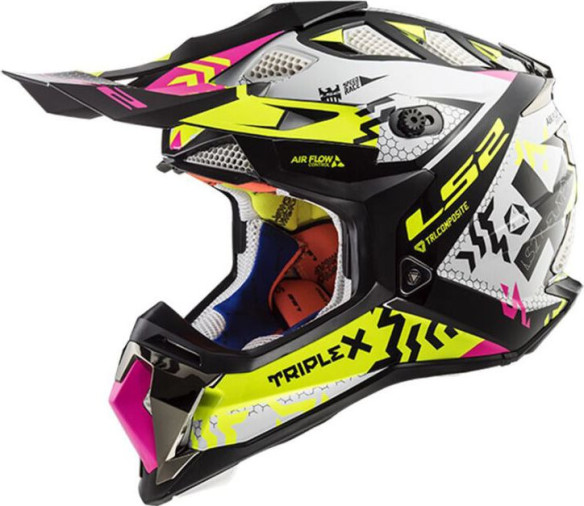 Casca Moto Enduro Dama MX470 Subverter Roz Galben