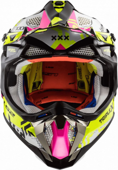 Casca Moto Enduro Dama MX470 Subverter Roz Galben