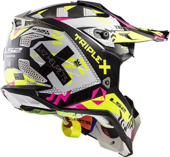Casca Moto Enduro Dama MX470 Subverter Roz Galben