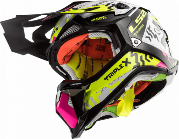 Casca Moto Enduro Dama MX470 Subverter Roz Galben