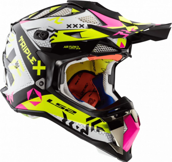 Casca Moto Enduro Dama MX470 Subverter Roz Galben