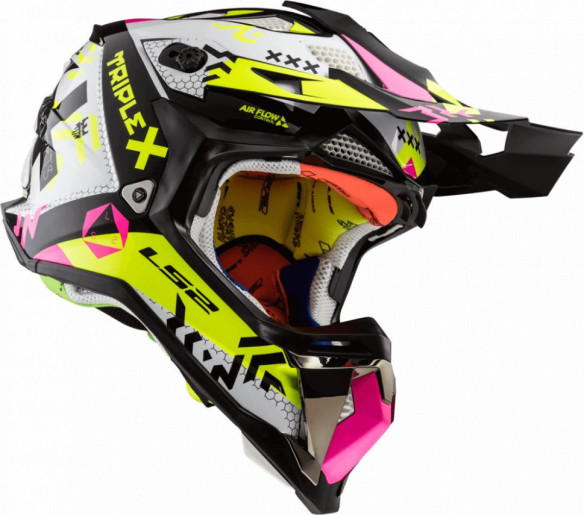 Casca Moto Enduro Dama MX470 Subverter Roz Galben