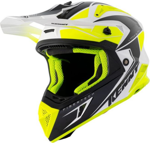 Casca Moto Enduro Titanium White Black Neon Yellow