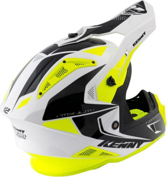 Casca Moto Enduro Titanium White Black Neon Yellow