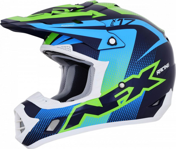 Casca Enduro FX-17 Holeshot Offroad Navy/Green/Blue