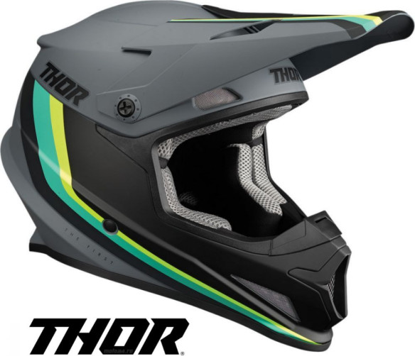 Casca MotoCross Sector Runner Gray/Teal MIPS