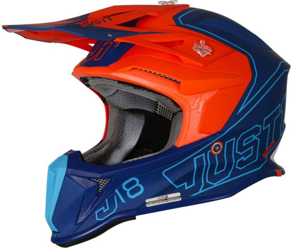 Casca Enduro J18 Vertigo Blue/White/Orange Fluo