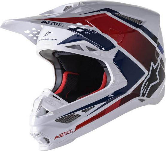 Casca Enduro Supertech M10 Carbon White/Red/Blue