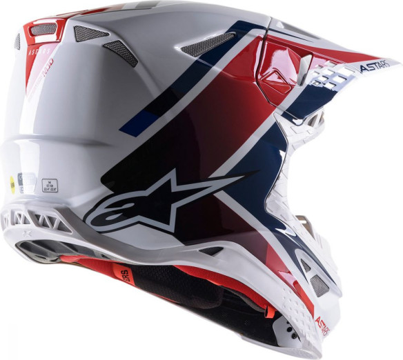 Casca Enduro Supertech M10 Carbon White/Red/Blue
