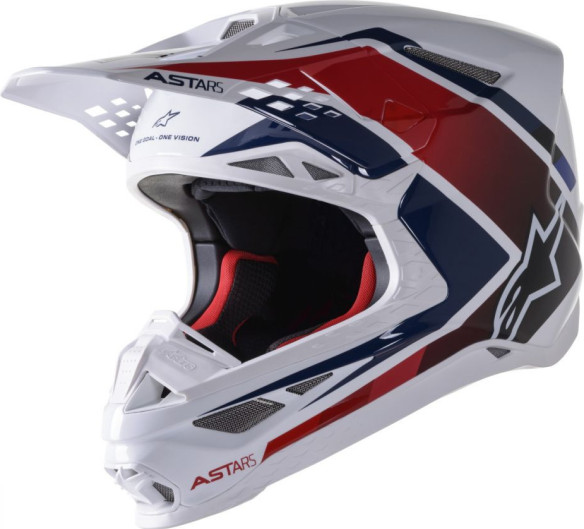 Casca Enduro Supertech M10 Carbon White/Red/Blue
