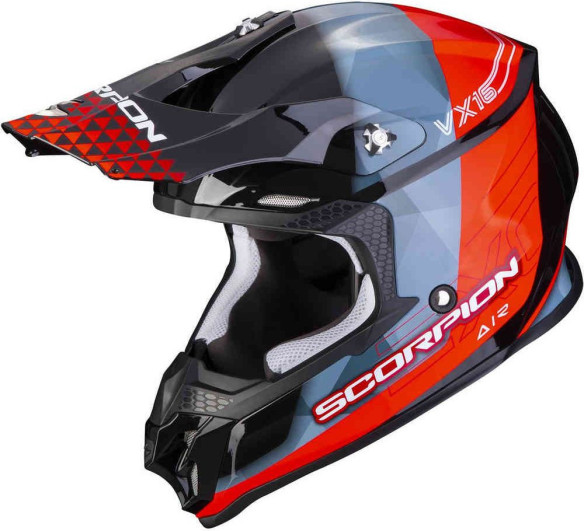 Casca Moto Enduro Vx-16 Air Gem Negru/Rosu